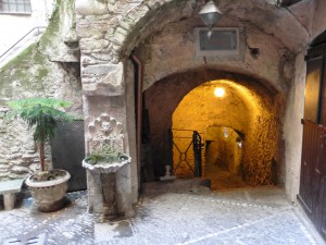 Dark streets of the medieval village dolceaqua